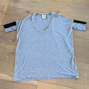 Mason Grey TShirt with Leather Patches on Sleeve